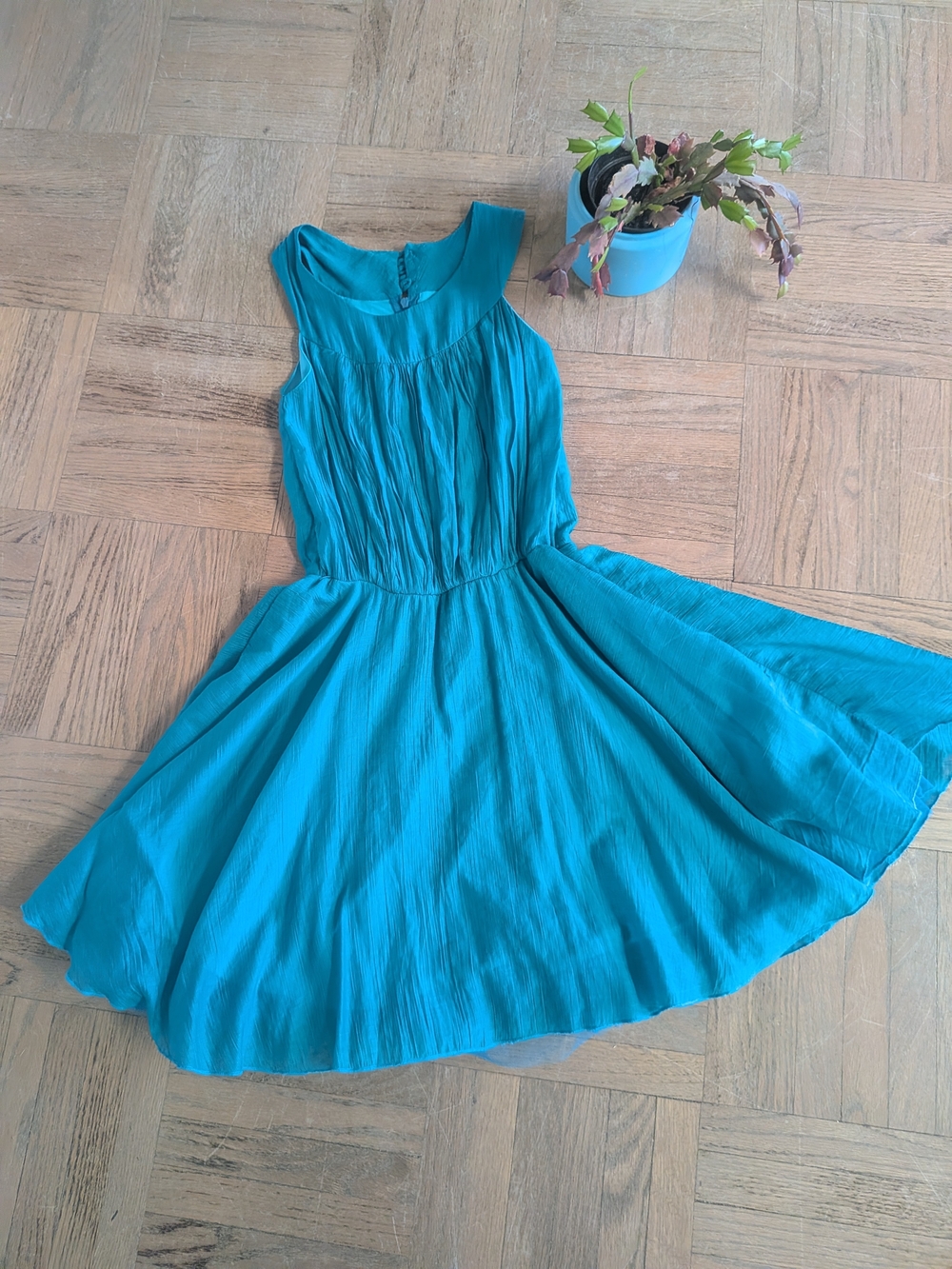 Sleeveless Teal Fit-and-Flare Women's Dress